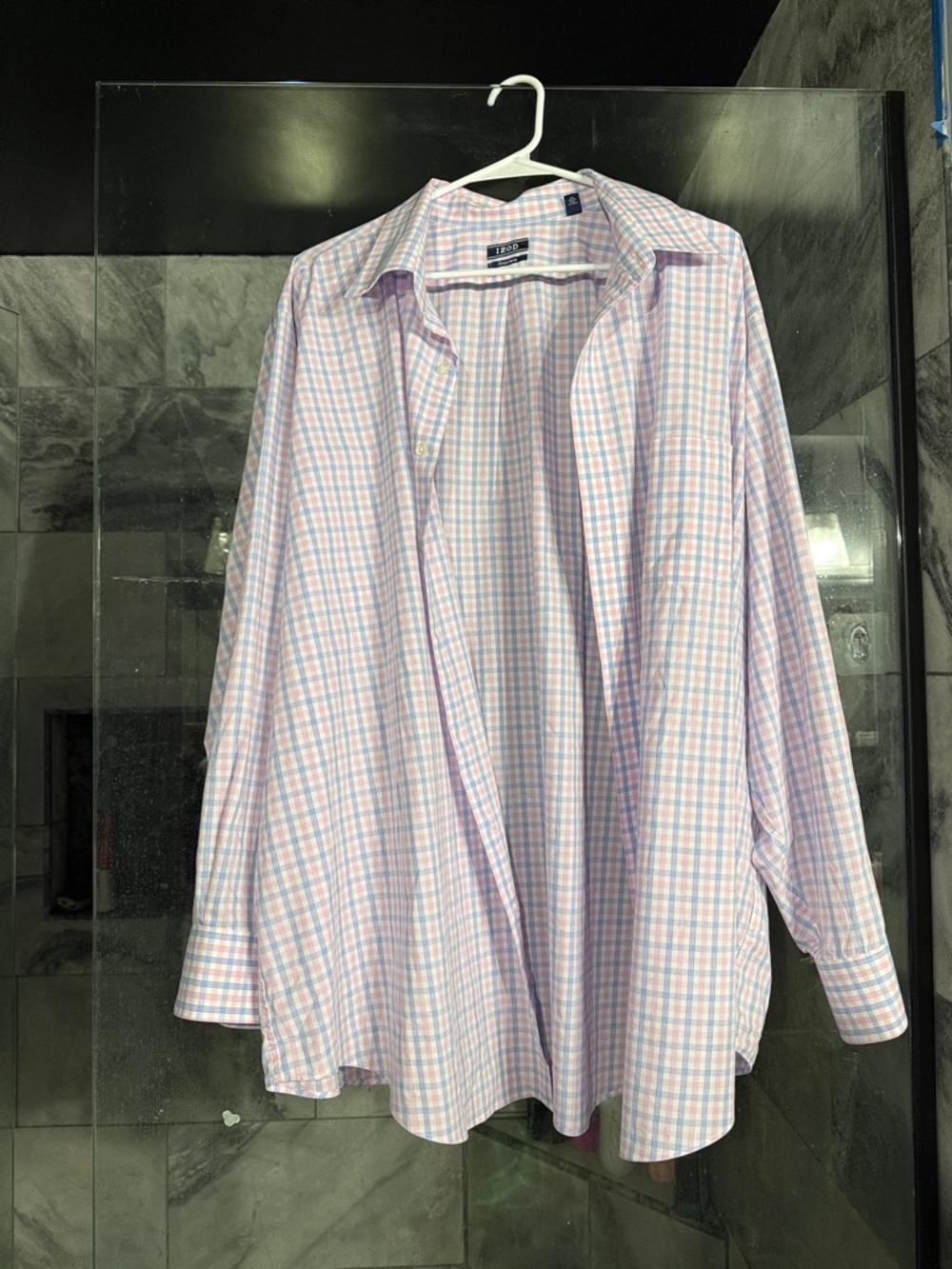 Izod Pink & Light Blue Check Dress Shirt